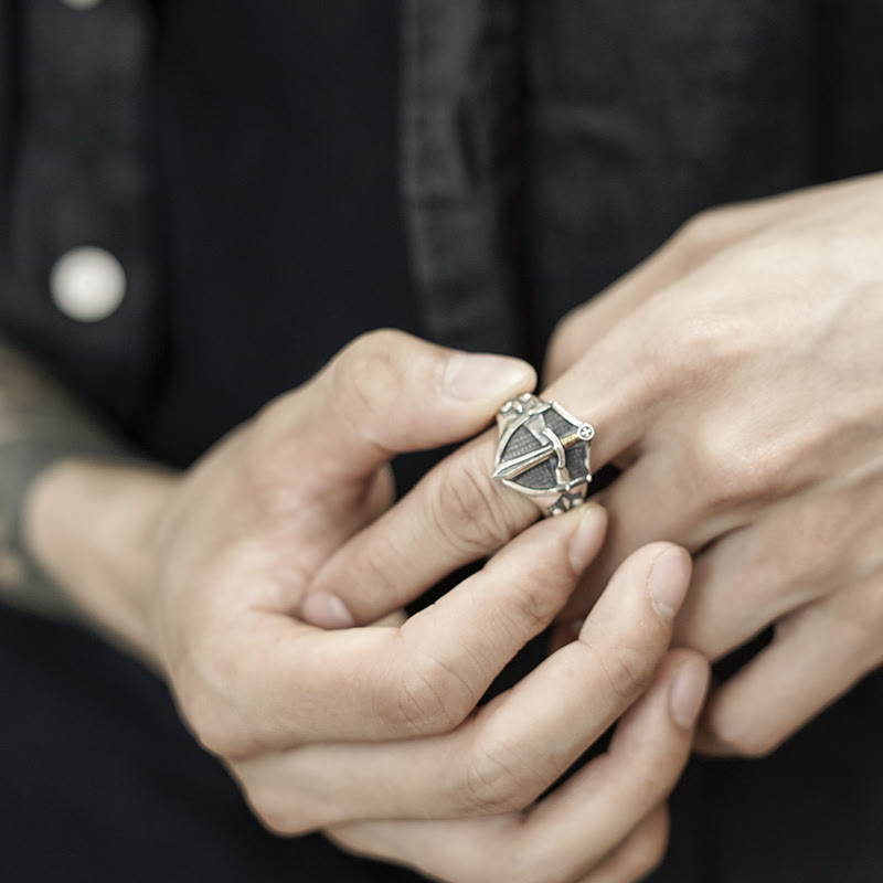christiandiscipleshop The Immortal Faith Shield&Sword&Iris Ring: A Symbol of Faith and Fortitude