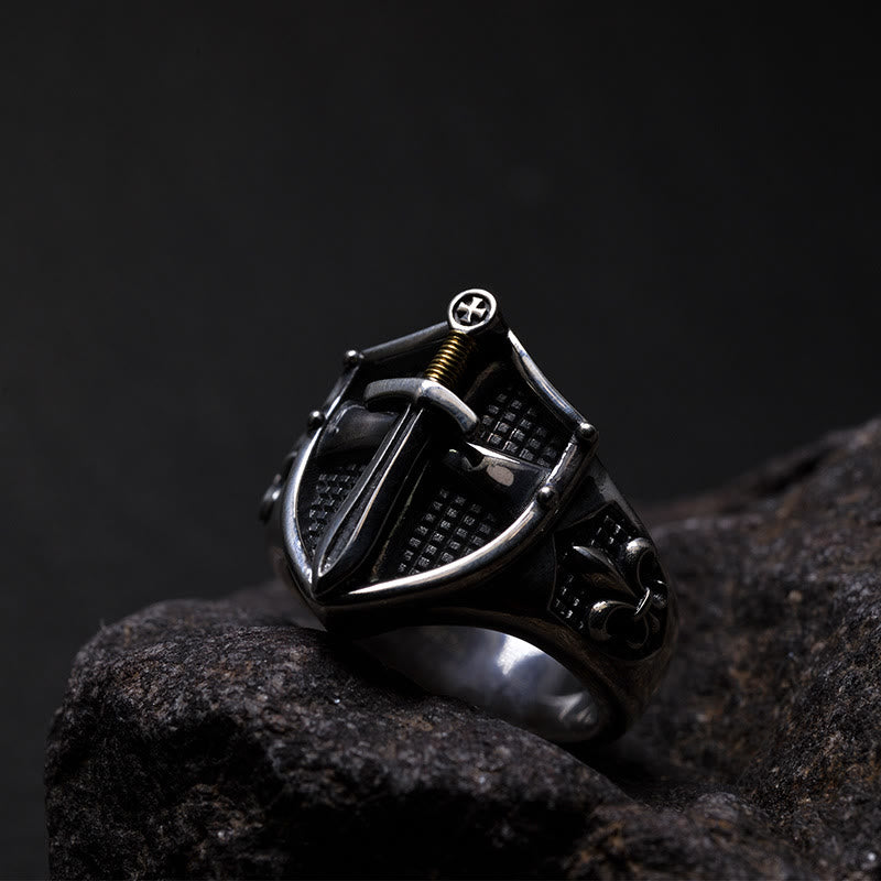 christiandiscipleshop The Immortal Faith Shield&Sword&Iris Ring: A Symbol of Faith and Fortitude