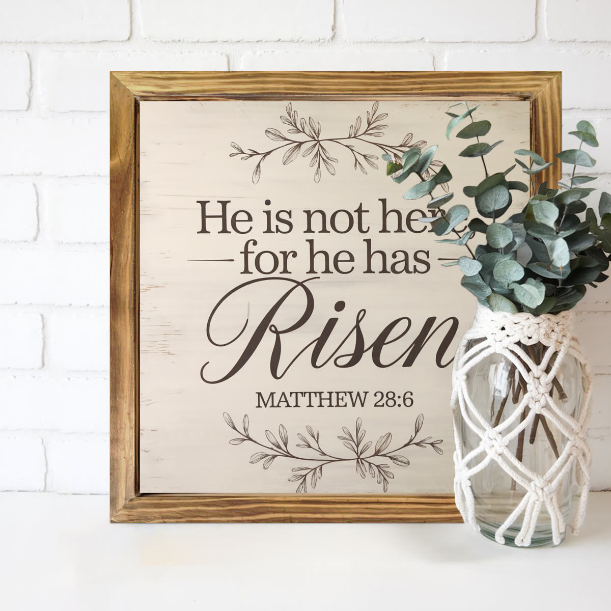 Christianartworkshop „Risen“ Holz-Osterdeko für den Schreibtisch: Ein vom Glauben inspiriertes Ornament für den Frühling