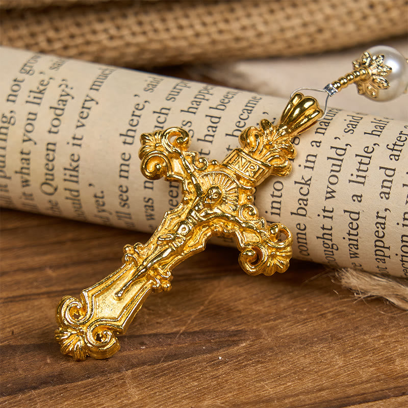 christiandiscipleshop Handmade Emerald Green Crystal & Pearl Our Father Beads Divine Grace Rosary