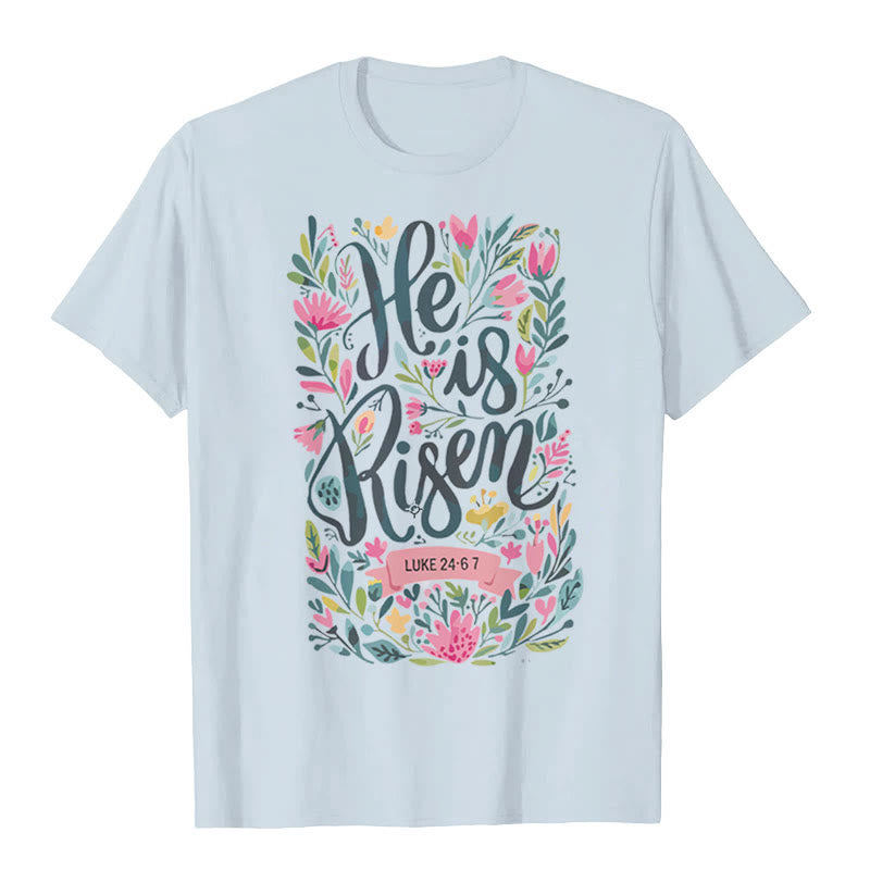 christiandiscipleshop He Is Risen Floral Print Graphic T-Shirt