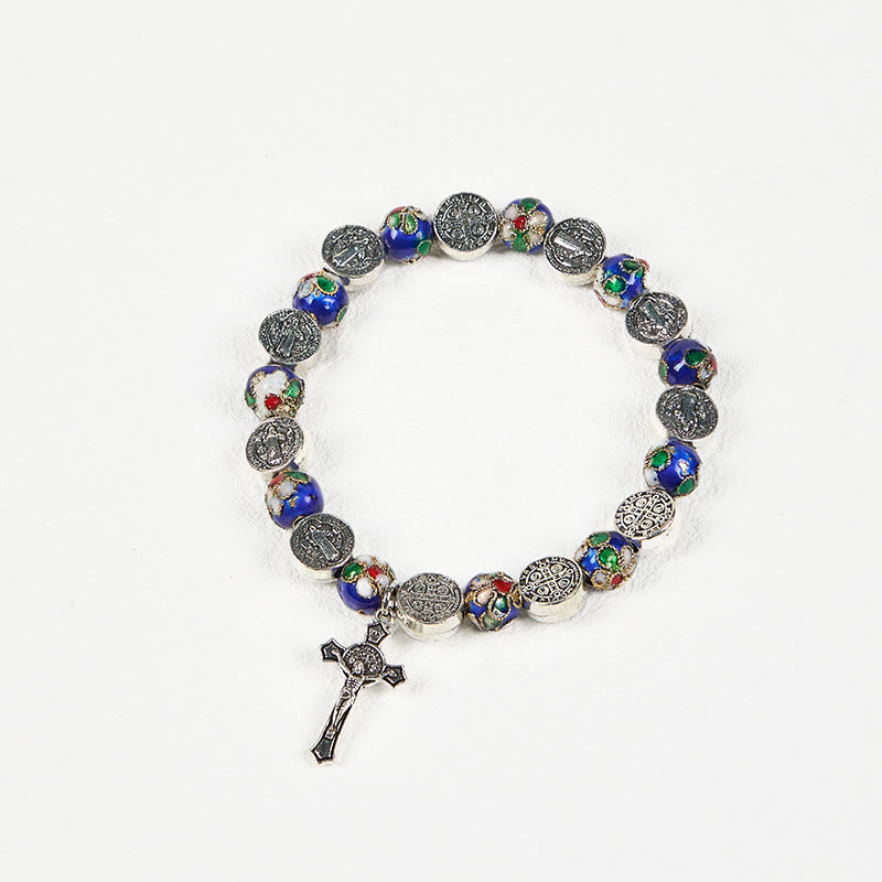 christiandiscipleshop Handcrafted Blue Cloisonné Beads Divine Blessing Bracelet: A Symbol of Faith