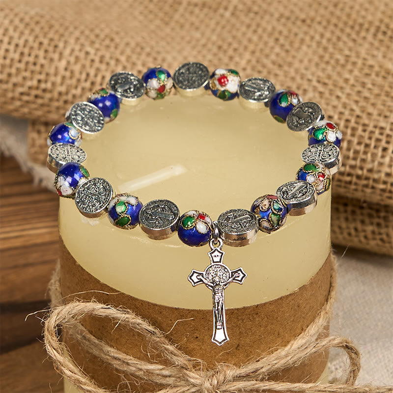 christiandiscipleshop Handcrafted Blue Cloisonné Beads Divine Blessing Bracelet: A Symbol of Faith