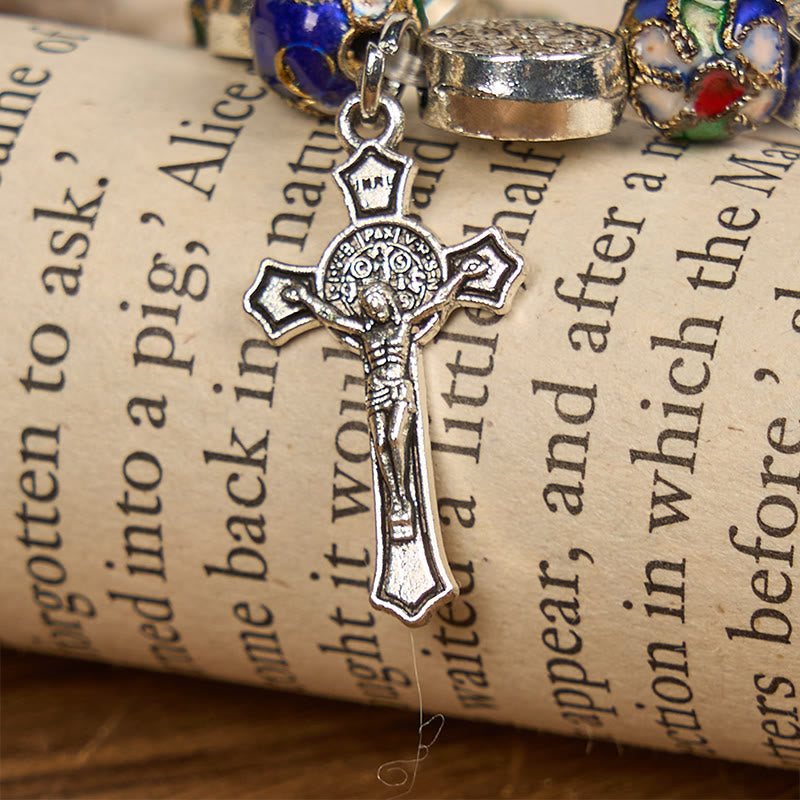 christiandiscipleshop Handcrafted Blue Cloisonné Beads Divine Blessing Bracelet: A Symbol of Faith