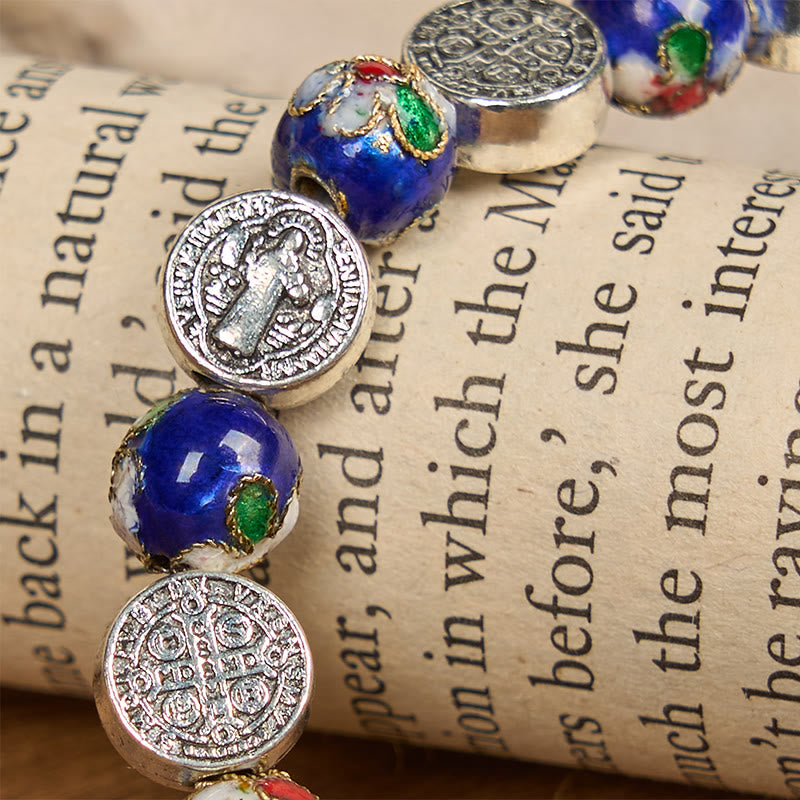 christiandiscipleshop Handcrafted Blue Cloisonné Beads Divine Blessing Bracelet: A Symbol of Faith