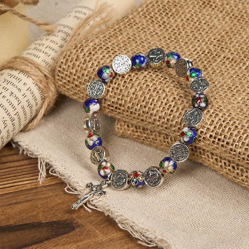 christiandiscipleshop Handcrafted Blue Cloisonné Beads Divine Blessing Bracelet: A Symbol of Faith