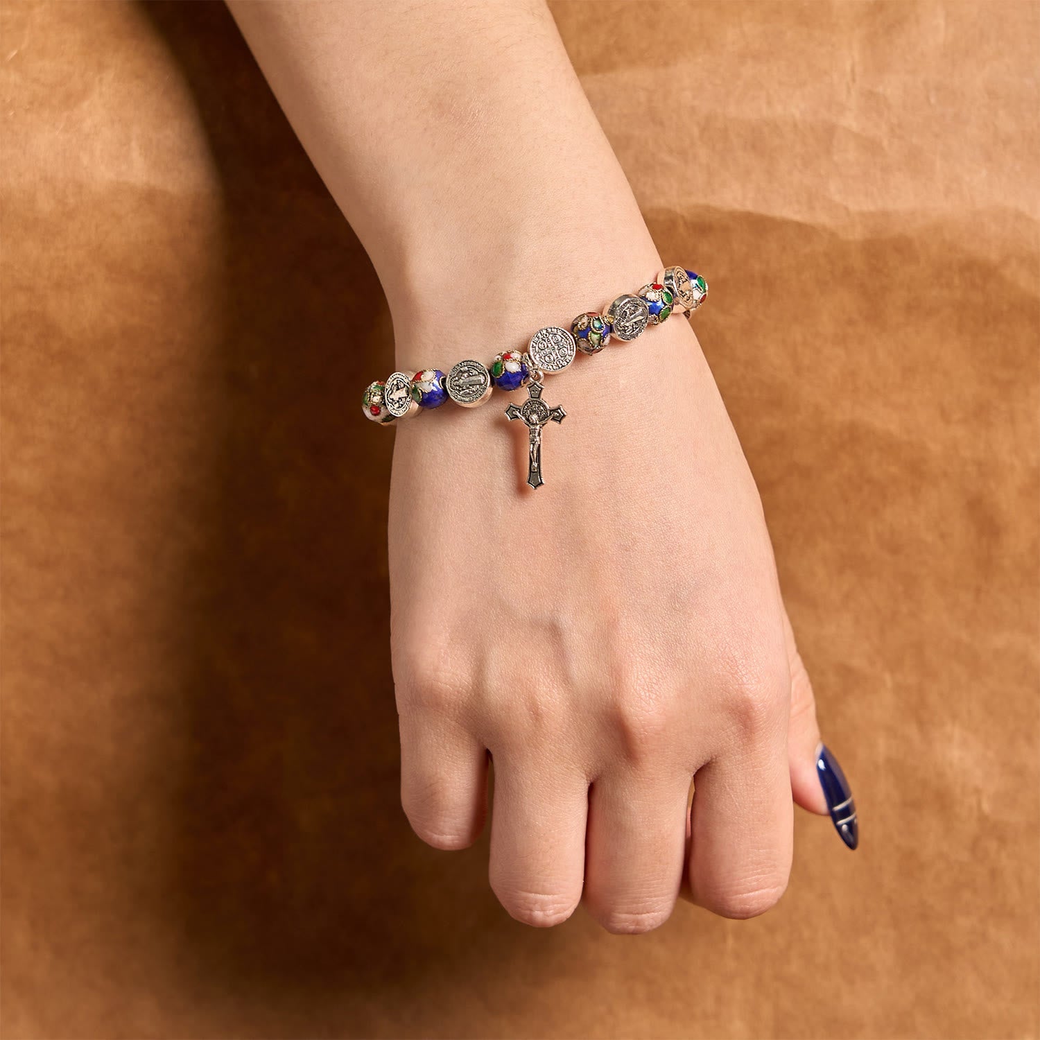 christiandiscipleshop Handcrafted Blue Cloisonné Beads Divine Blessing Bracelet: A Symbol of Faith