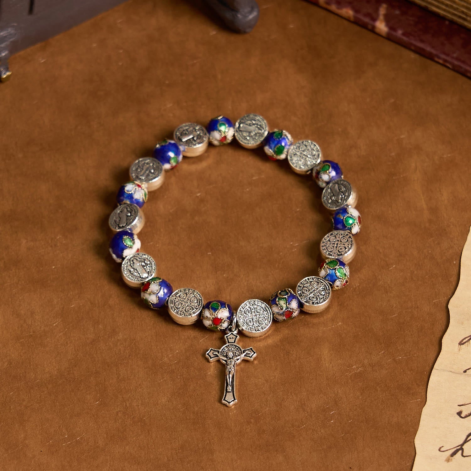 christiandiscipleshop Handcrafted Blue Cloisonné Beads Divine Blessing Bracelet: A Symbol of Faith