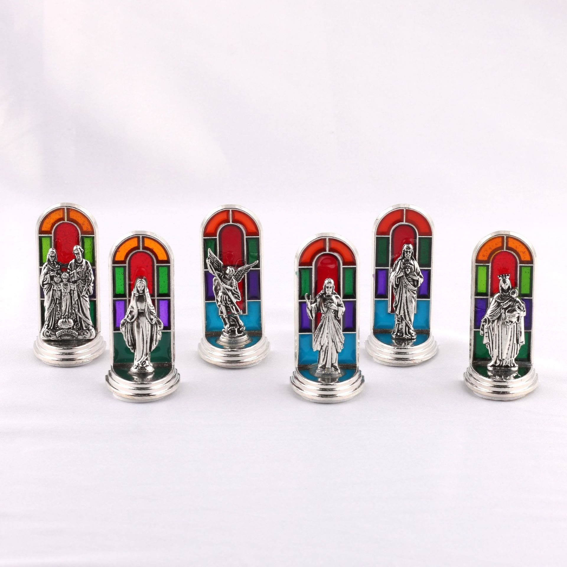 FREE Today: 6pcs/set Church Stained Glass Style Saint Icon Divine Grace Statue Dekstop Ornament
