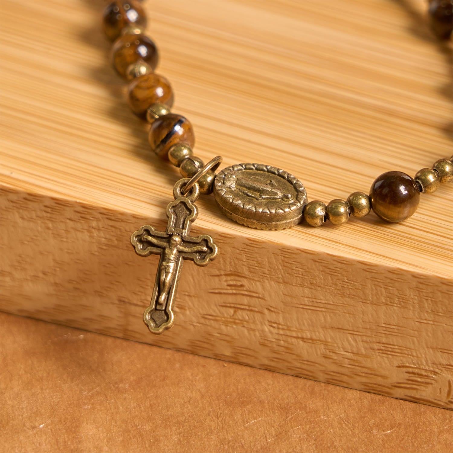 christiandiscipleshop Handmade Tiger's Eye Stone Elastic Rosary Bracelet: A Dual - Purpose Spiritual Gem