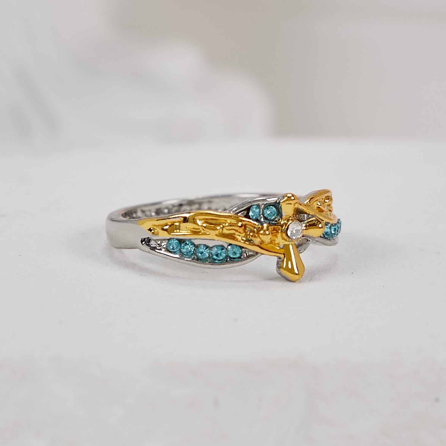 FREE Today: Two-color Heart with Christian Poem Footprints in the Sand Alloy Ring