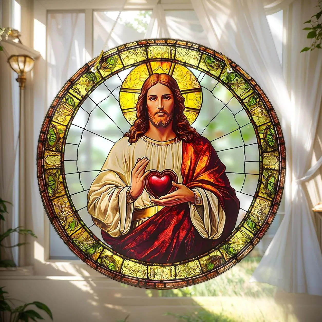 Christiandiscipleshop Sacred Heart of Jesus Holy Hanging Ornament: Soothing the Troubled Soul