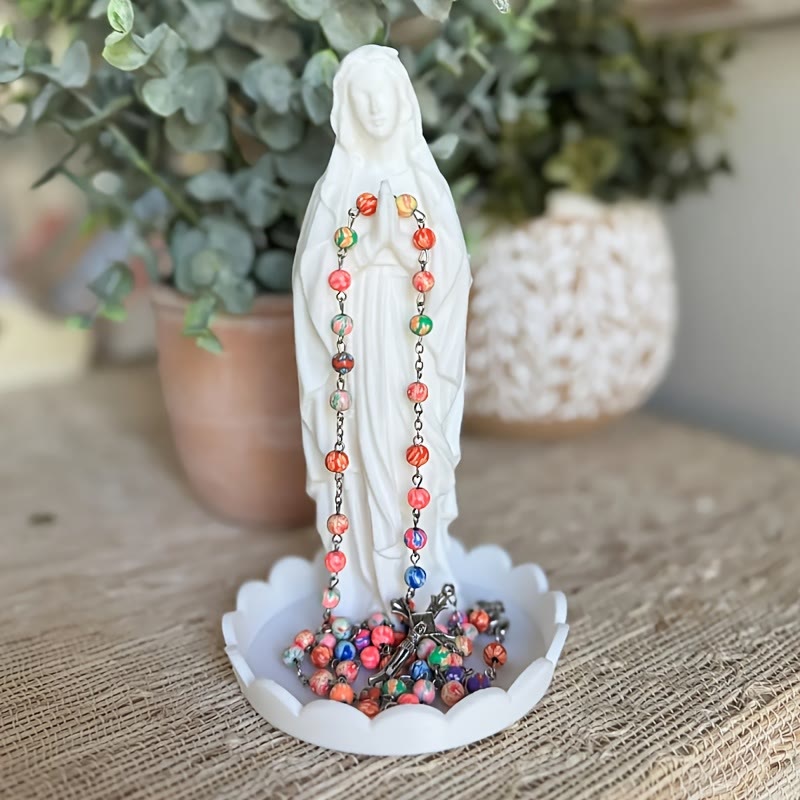 Christiandiscipleshop Our Lady Resin Rosary Holder Container: Supporting Holy Objects and Placing the Soul