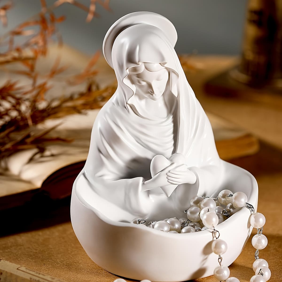 Christiandiscipleshop Our Lady White Resin Rosary Holder Container: Carrying the Beauty of Faith