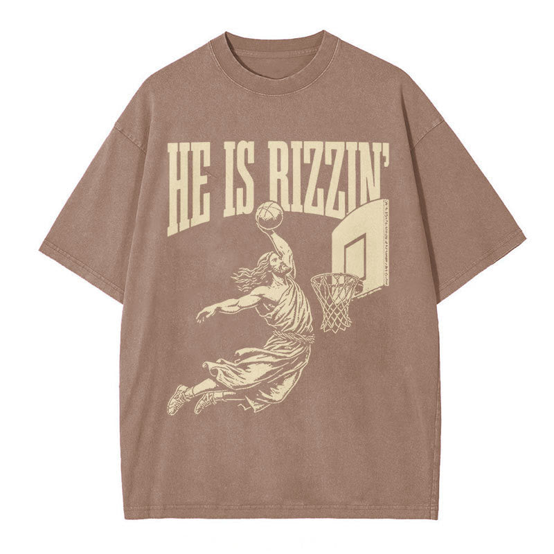 Christianartworkshop "HE IS RIZZIN" Washed T-Shirt