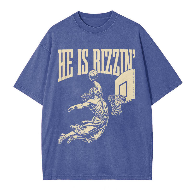 Christianartworkshop "HE IS RIZZIN" Washed T-Shirt