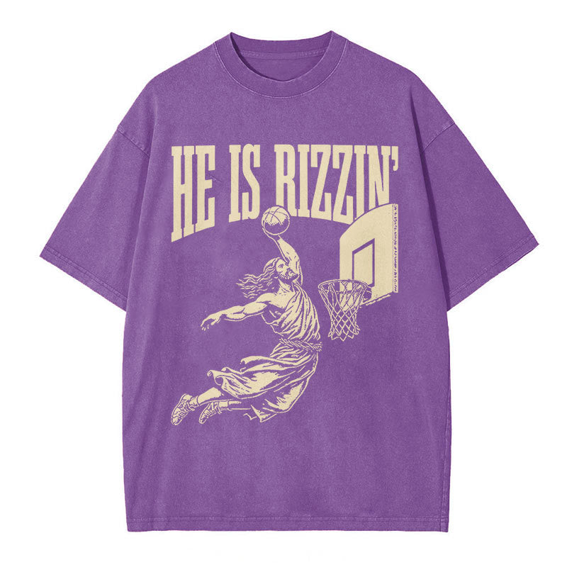 Christianartworkshop "HE IS RIZZIN" Washed T-Shirt