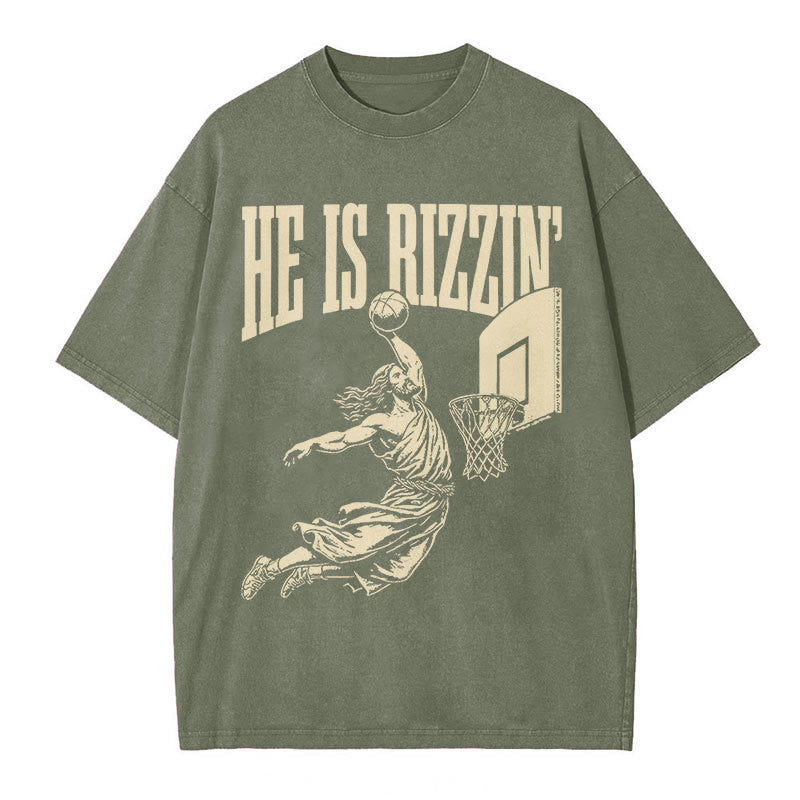 Christianartworkshop "HE IS RIZZIN" Washed T-Shirt