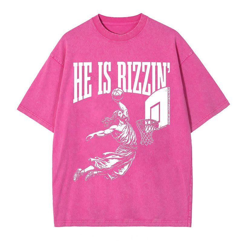 Christianartworkshop "HE IS RIZZIN" Washed T-Shirt