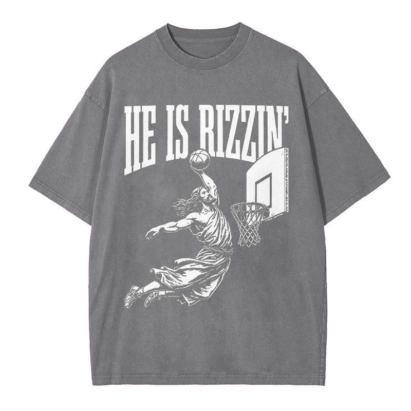 Christianartworkshop "HE IS RIZZIN" Washed T-Shirt