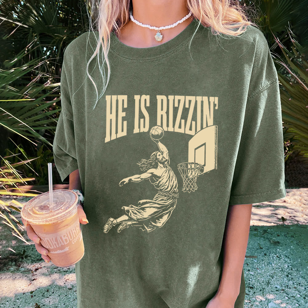 Christianartworkshop "HE IS RIZZIN" Washed T-Shirt