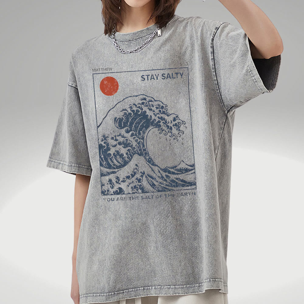 Christianartworkshop "STAY SALTY" Washed T-Shirt