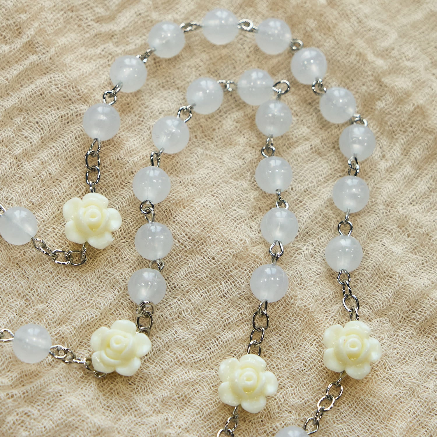 christiandiscipleshop Luminous Beads with Flower Rose Glow-in-dark Divine Grace Rosary