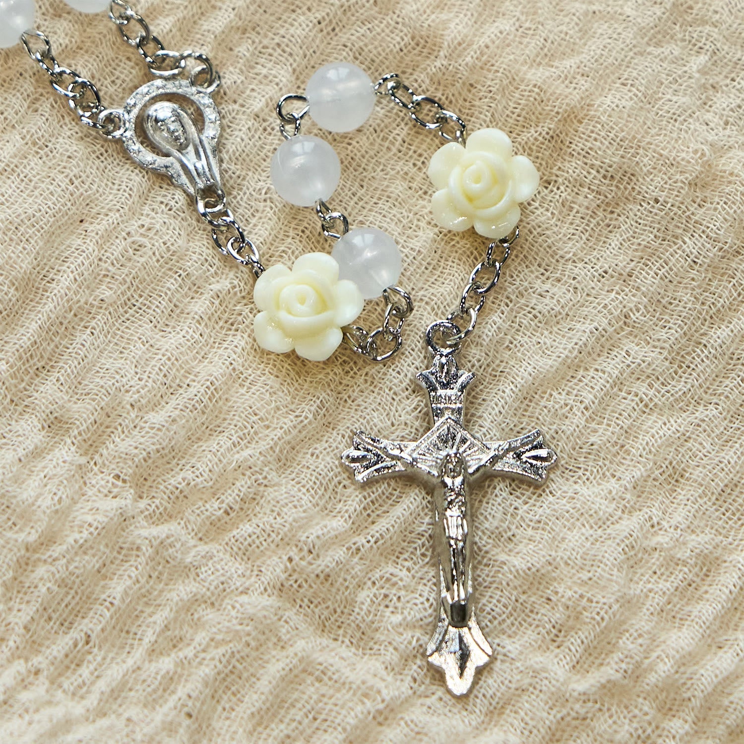 christiandiscipleshop Luminous Beads with Flower Rose Glow-in-dark Divine Grace Rosary