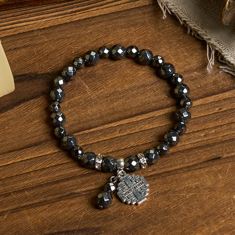 Christiandiscipleshop Shiny Black Gallstone Jerusalem - Inspired Bracelet: A Symbol of Faith