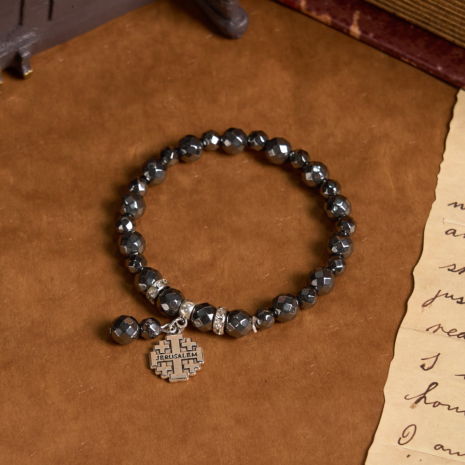 Christiandiscipleshop Shiny Black Gallstone Jerusalem - Inspired Bracelet: A Symbol of Faith