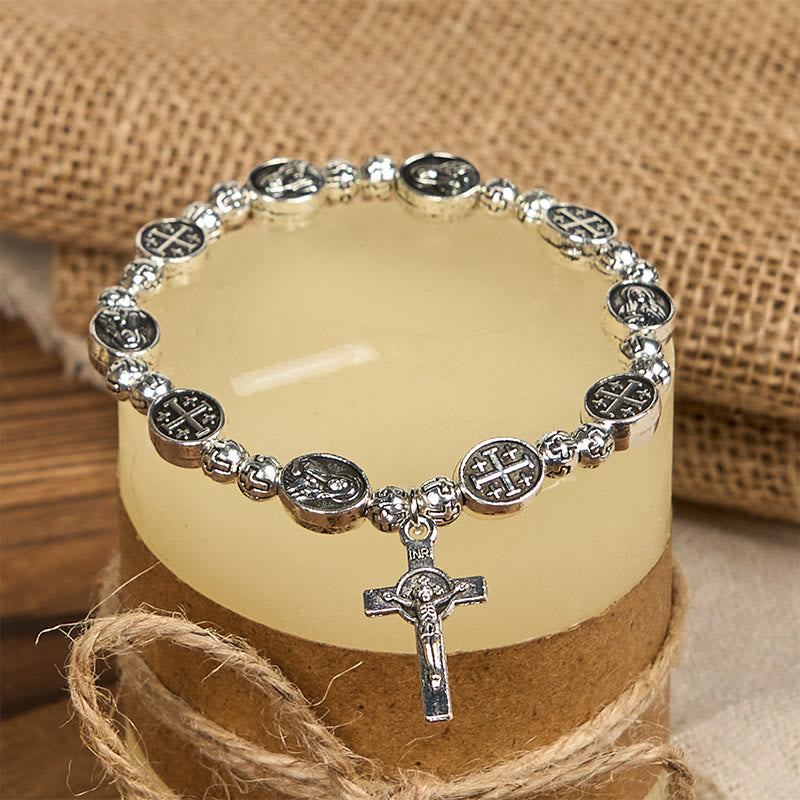 Christiandiscipleshop Our Lady Medal Sacred Symbol Crucifix Metal Bracelet: A Token of Devotion