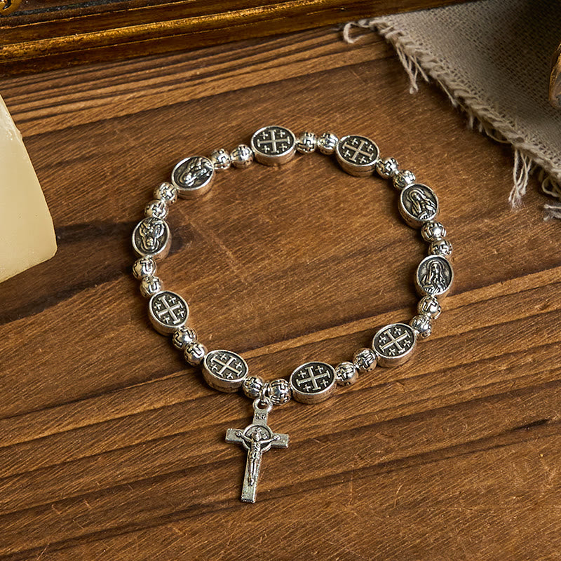 Christiandiscipleshop Our Lady Medal Sacred Symbol Crucifix Metal Bracelet: A Token of Devotion