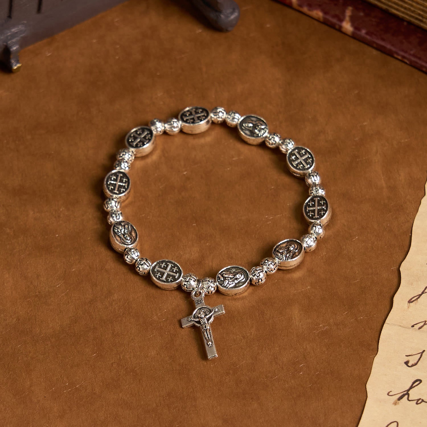 Christiandiscipleshop Our Lady Medal Sacred Symbol Crucifix Metal Bracelet: A Token of Devotion