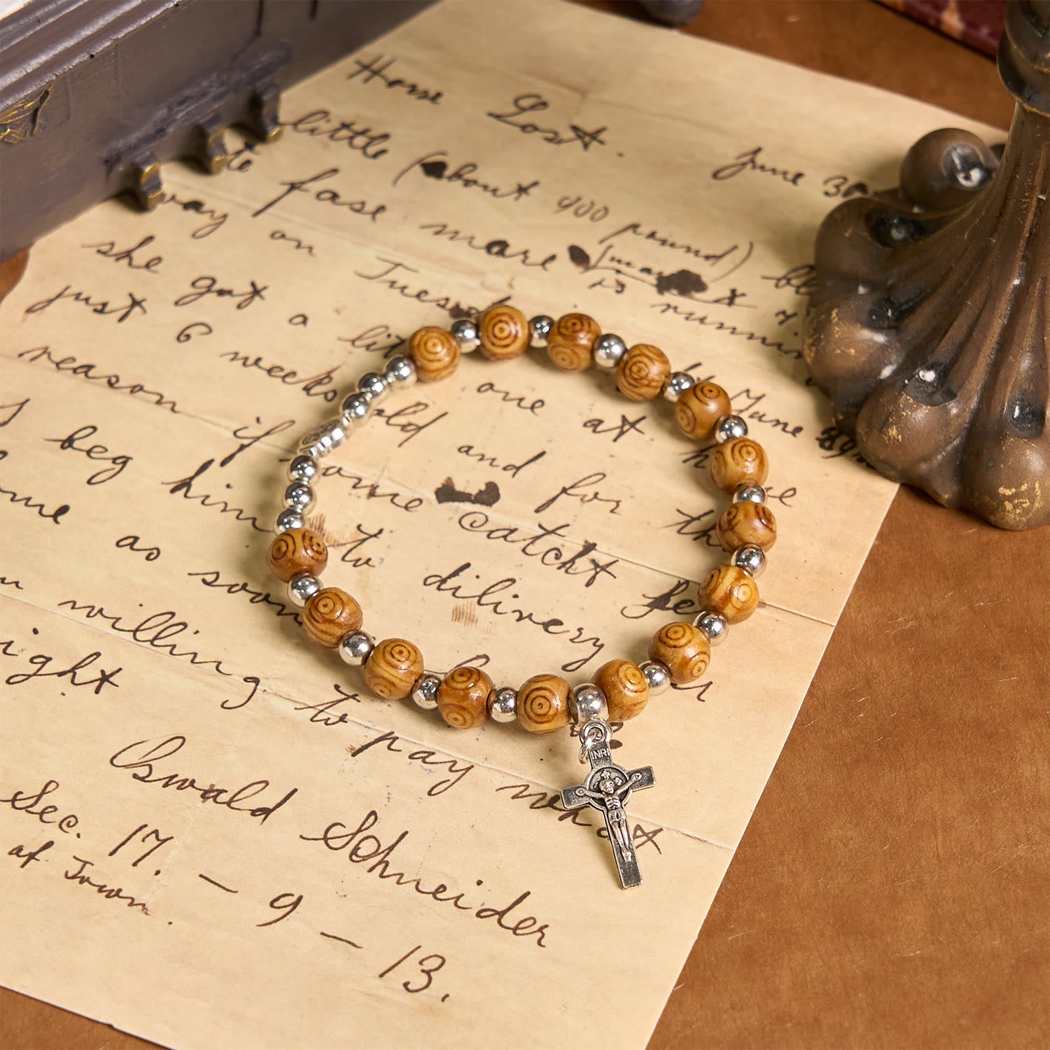 christiandiscipleshop Jesus Icon Crucifix Rose Bracelet: Handmade Spiritual Jewelry with Exquisite Craftsmanship