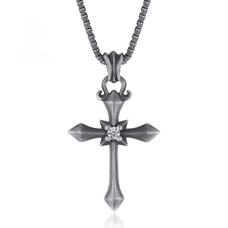 Christianartworkshop 925 Sterling Silver Modern & Minimalist Cross Necklace: Mysterious and Trendy Symbol of Belief