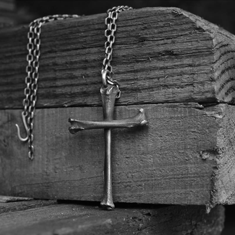 Christianartworkshop 925 Sterling Silver Modern & Minimalist Cross Bone-shaped Necklace: Showing Personality in Simplicity