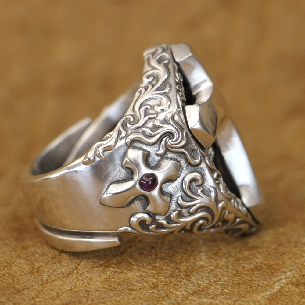 Christianartworkshop 925 Sterling Silver Divine Cross Ring - A Symbol of Spiritual Connection