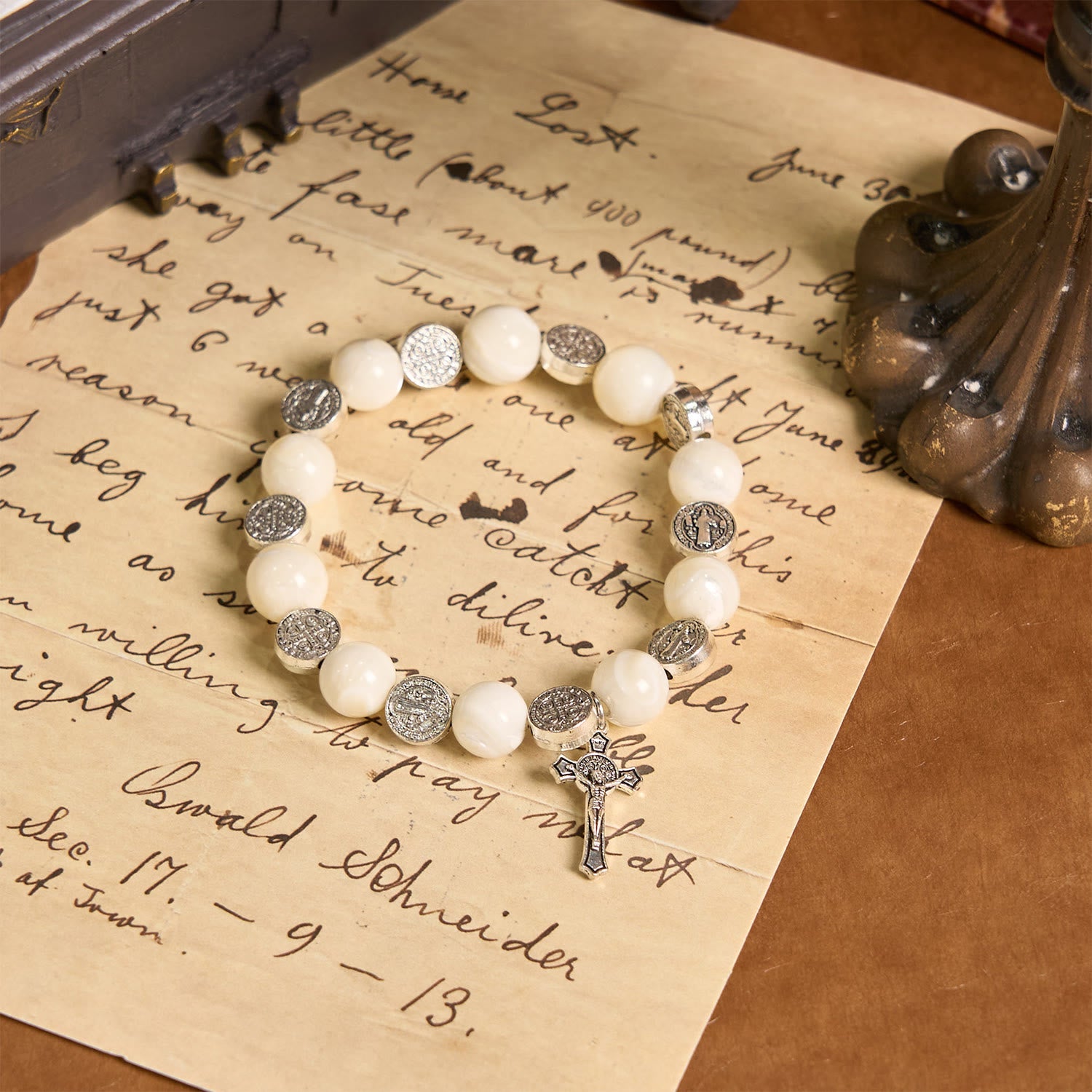 christiandiscipleshop White Beads Crucifix Bracelet: A Stylish Token of Devotion