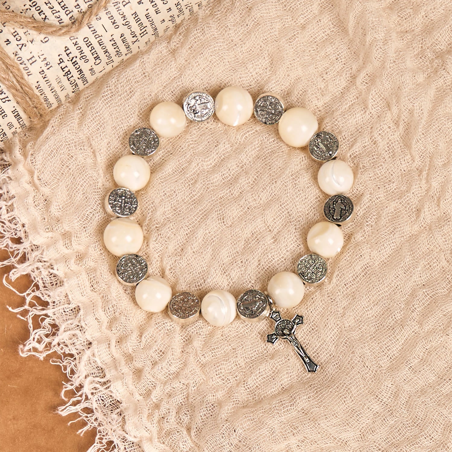 christiandiscipleshop White Beads Crucifix Bracelet: A Stylish Token of Devotion