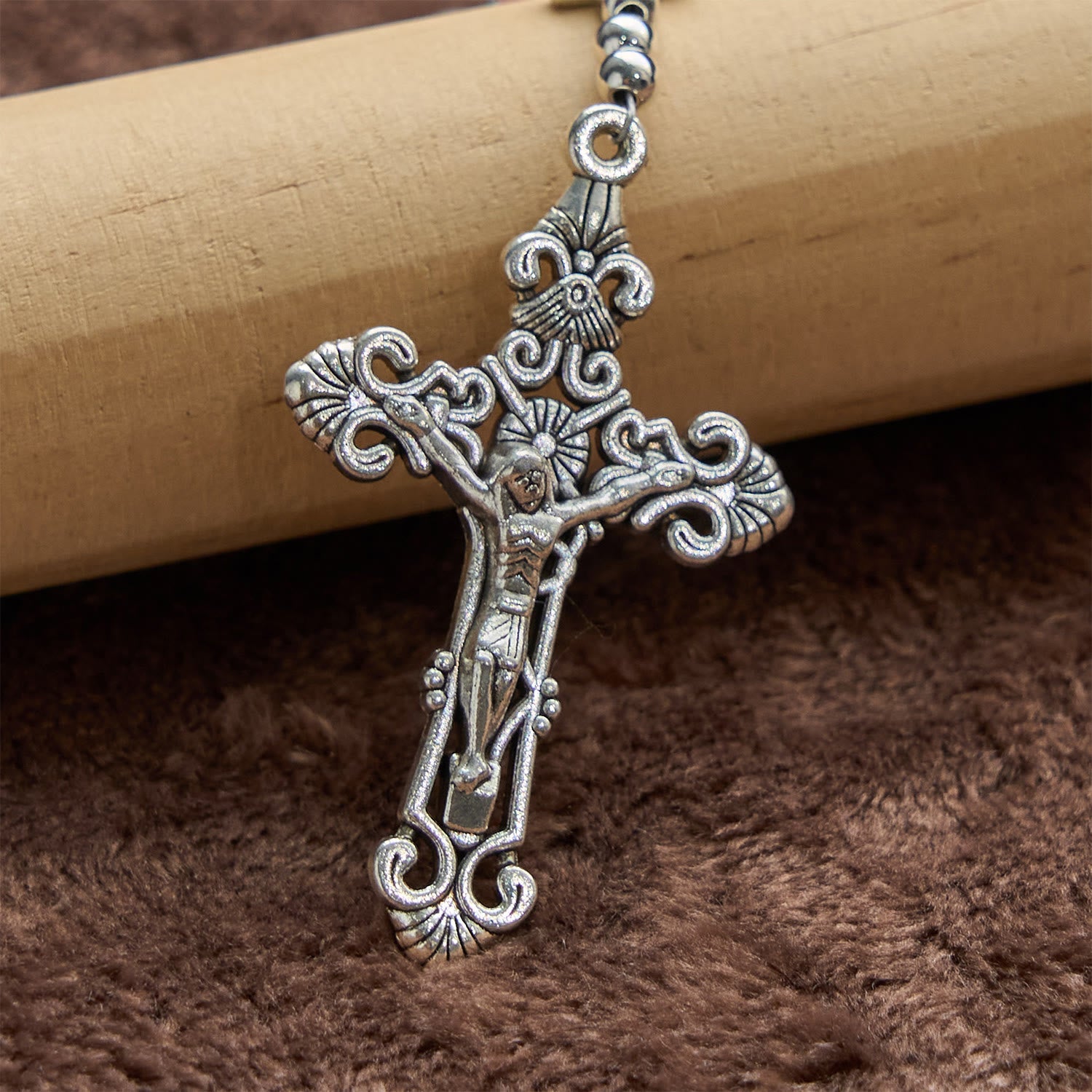 christiandiscipleshop Handmade Rosary with Pink Round Beads & Crucifix – A Floral Tribute to the Sacred Heart