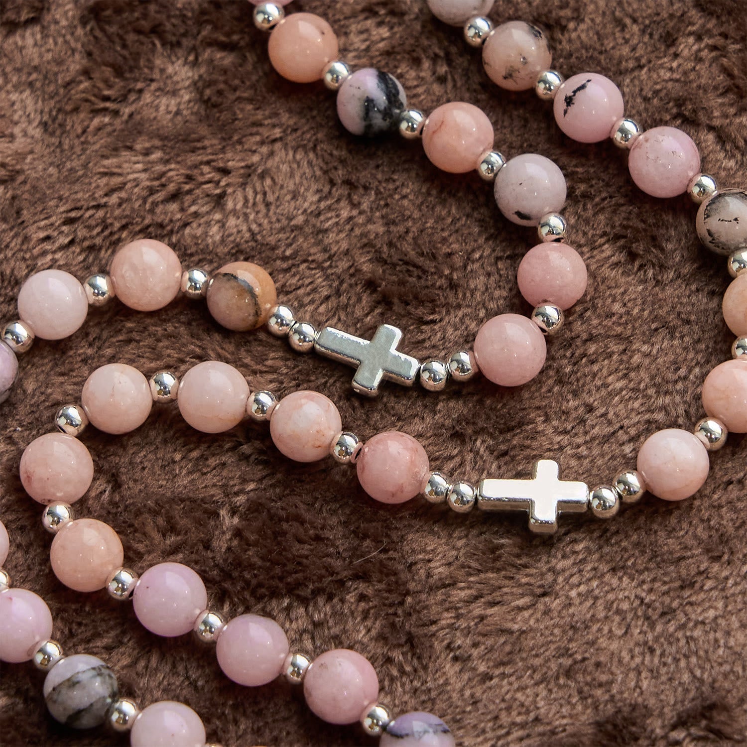 christiandiscipleshop Handmade Rosary with Pink Round Beads & Crucifix – A Floral Tribute to the Sacred Heart