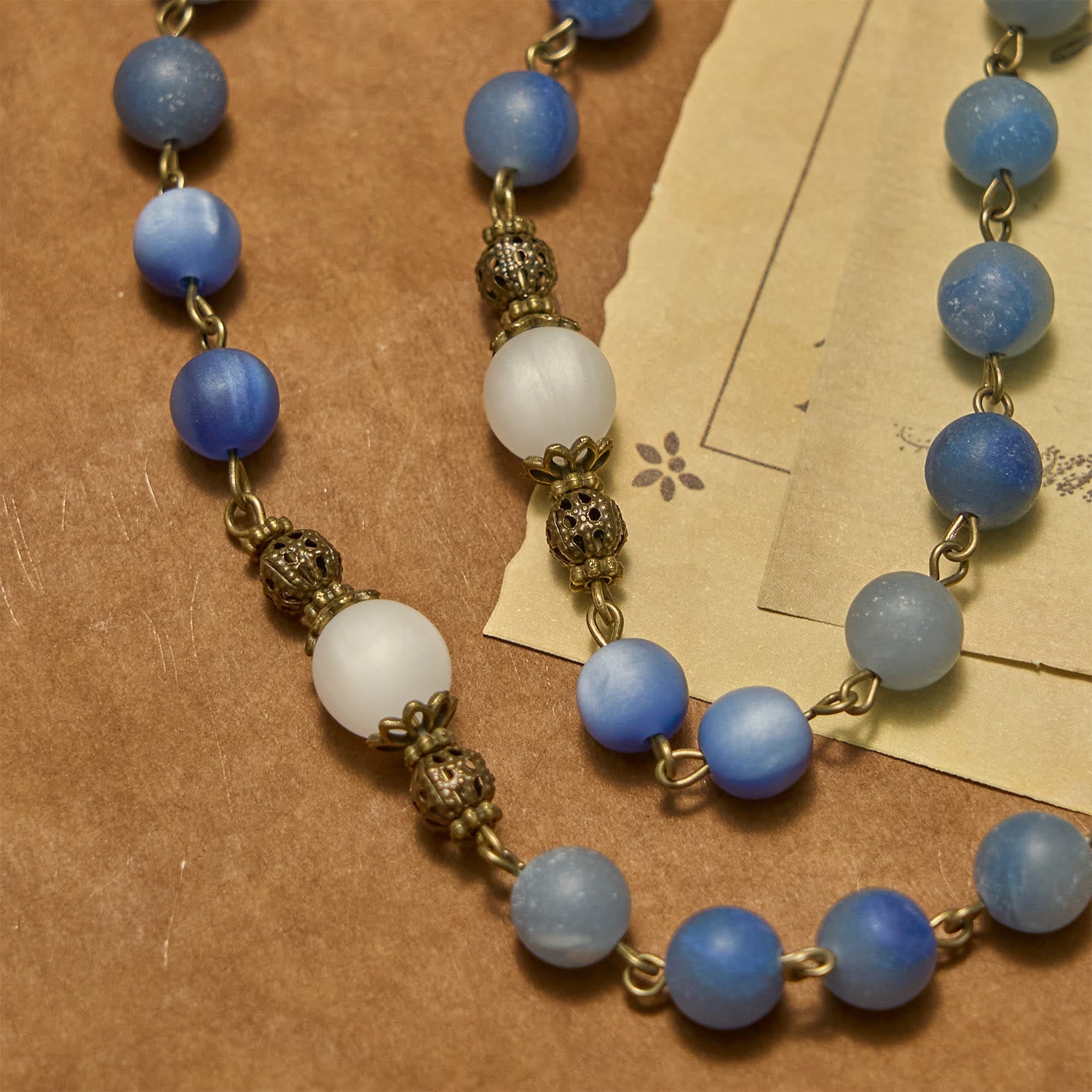 christiandiscipleshop Handmade Rosary with Natural Blue Aventurine Beads & Crucifix - Matte Blue of Peace