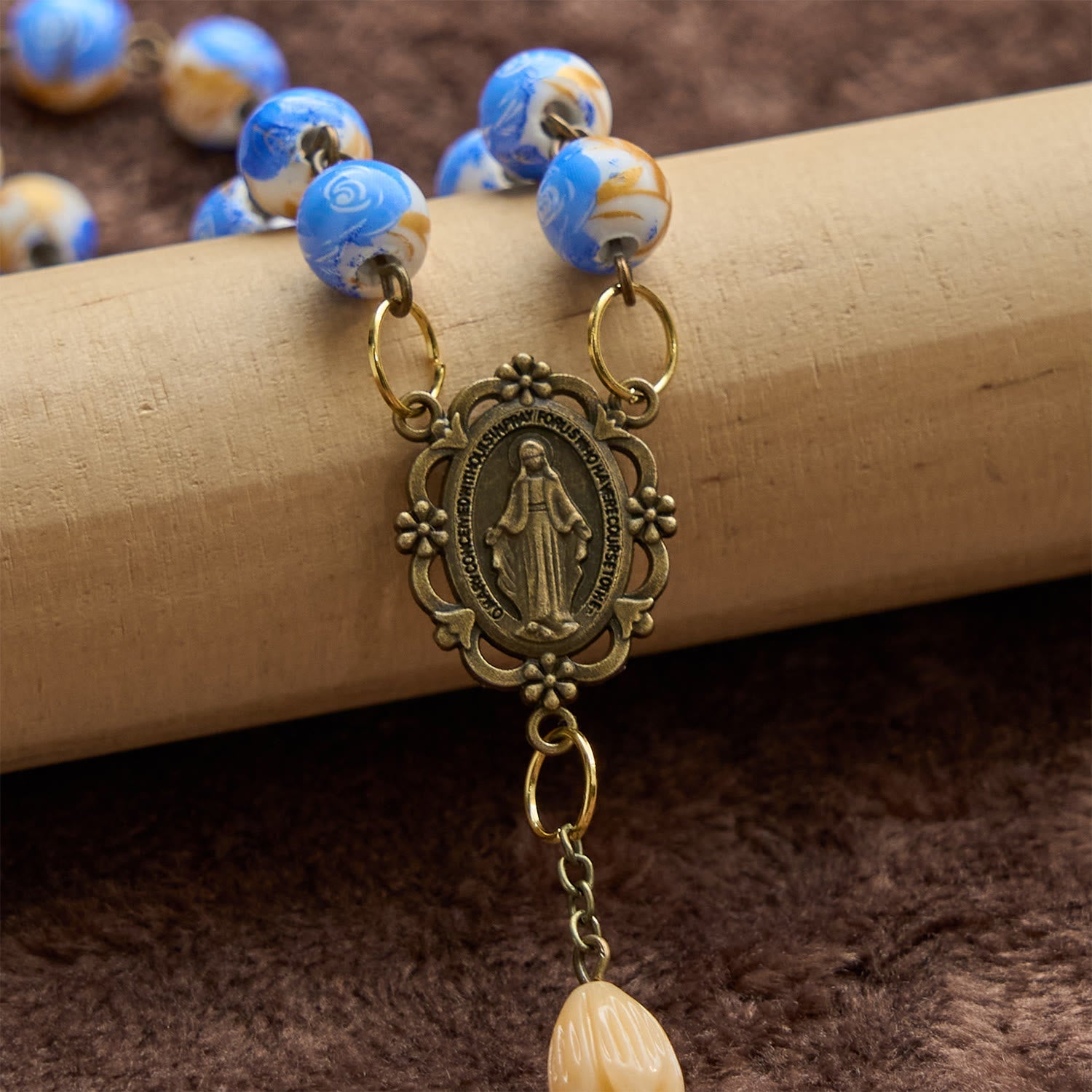 christiandiscipleshop Handmade Floral Rosary with Blue Rose Beads & Lily of Valley: A Peaceful Companion