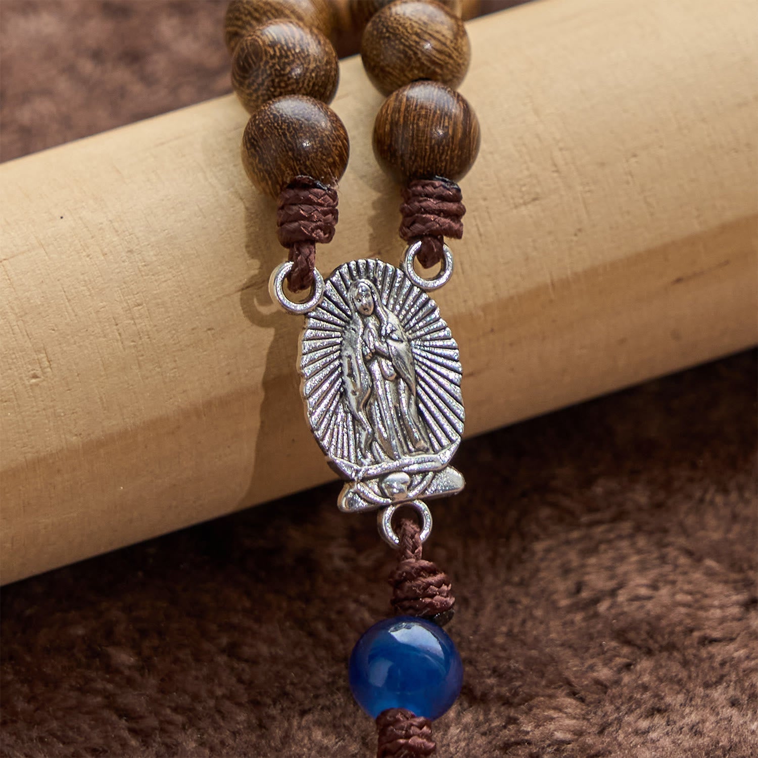 christiandiscipleshop Handmade Gold sandalwood Rosary with Our Lady of Guadalupe: A Faithful Companion