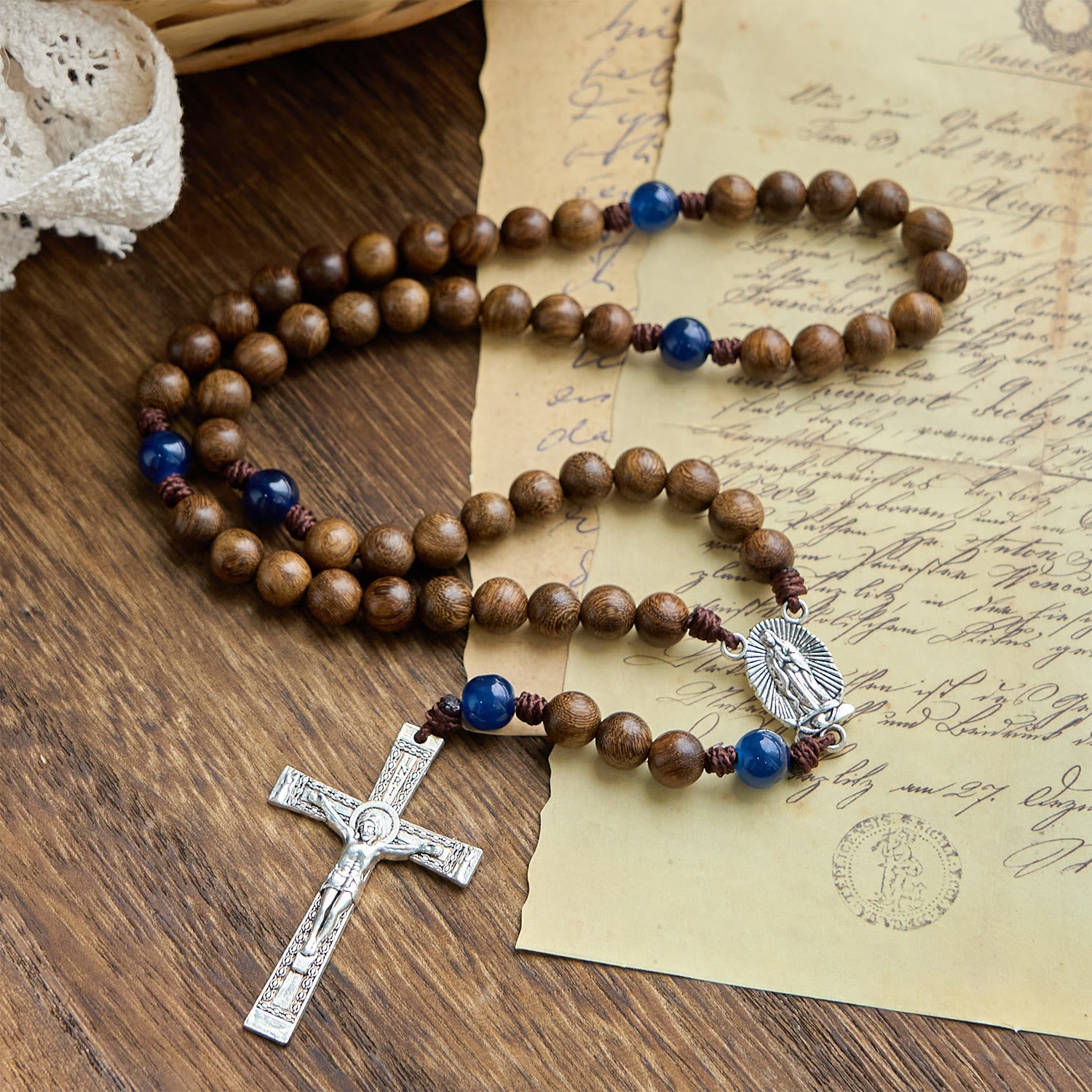 christiandiscipleshop Handmade Gold sandalwood Rosary with Our Lady of Guadalupe: A Faithful Companion