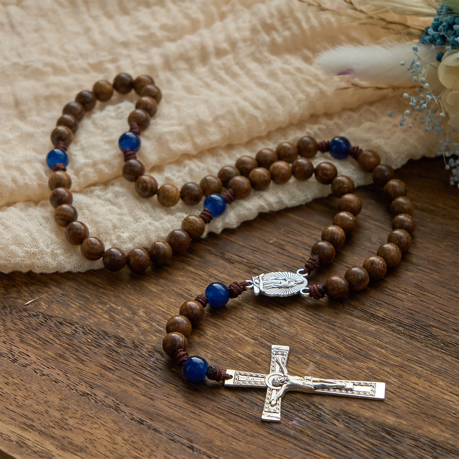 christiandiscipleshop Handmade Gold sandalwood Rosary with Our Lady of Guadalupe: A Faithful Companion