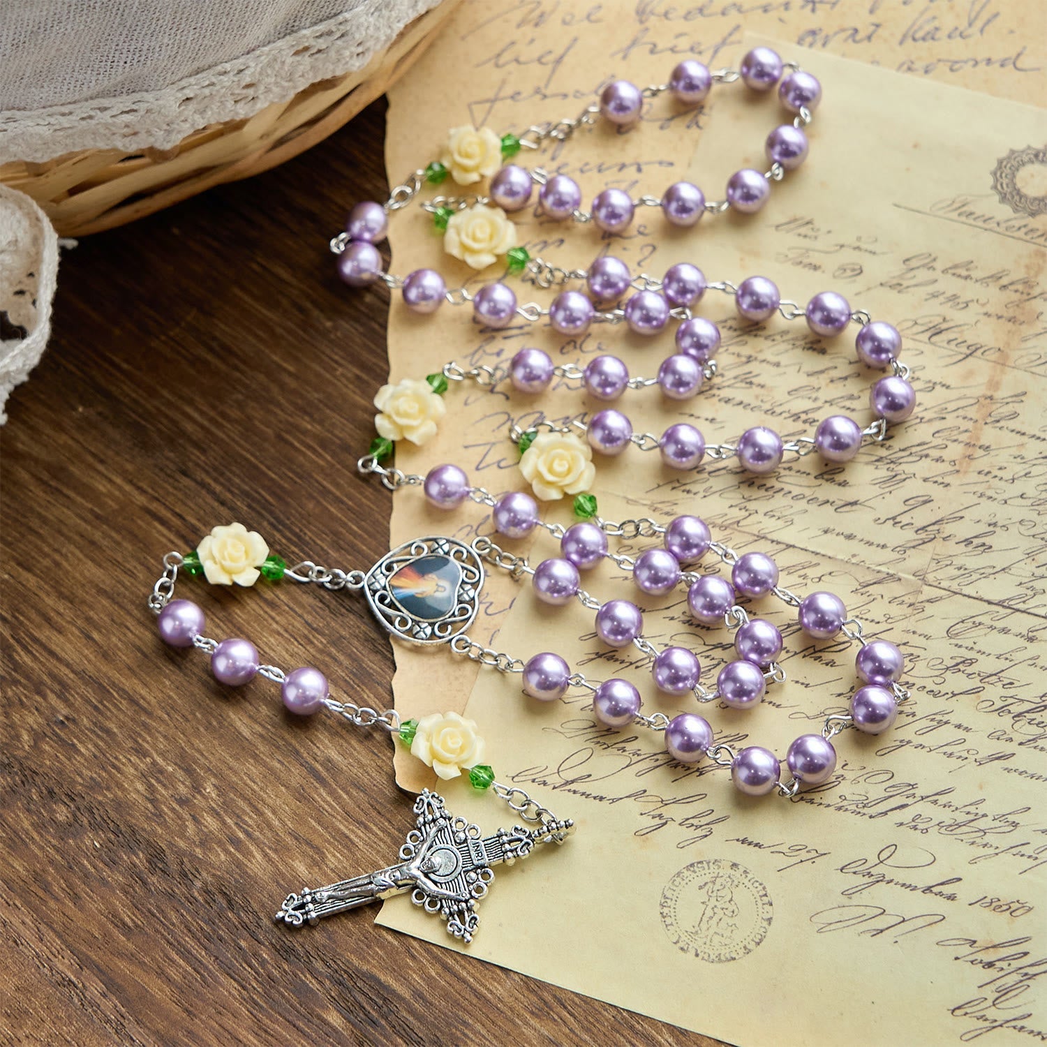 christiandiscipleshop Handmade Purple Pearl & Flower Divine Mercy Rosary: A Faithful Essential