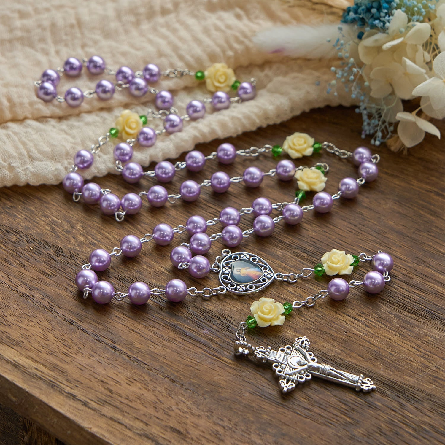 christiandiscipleshop Handmade Purple Pearl & Flower Divine Mercy Rosary: A Faithful Essential
