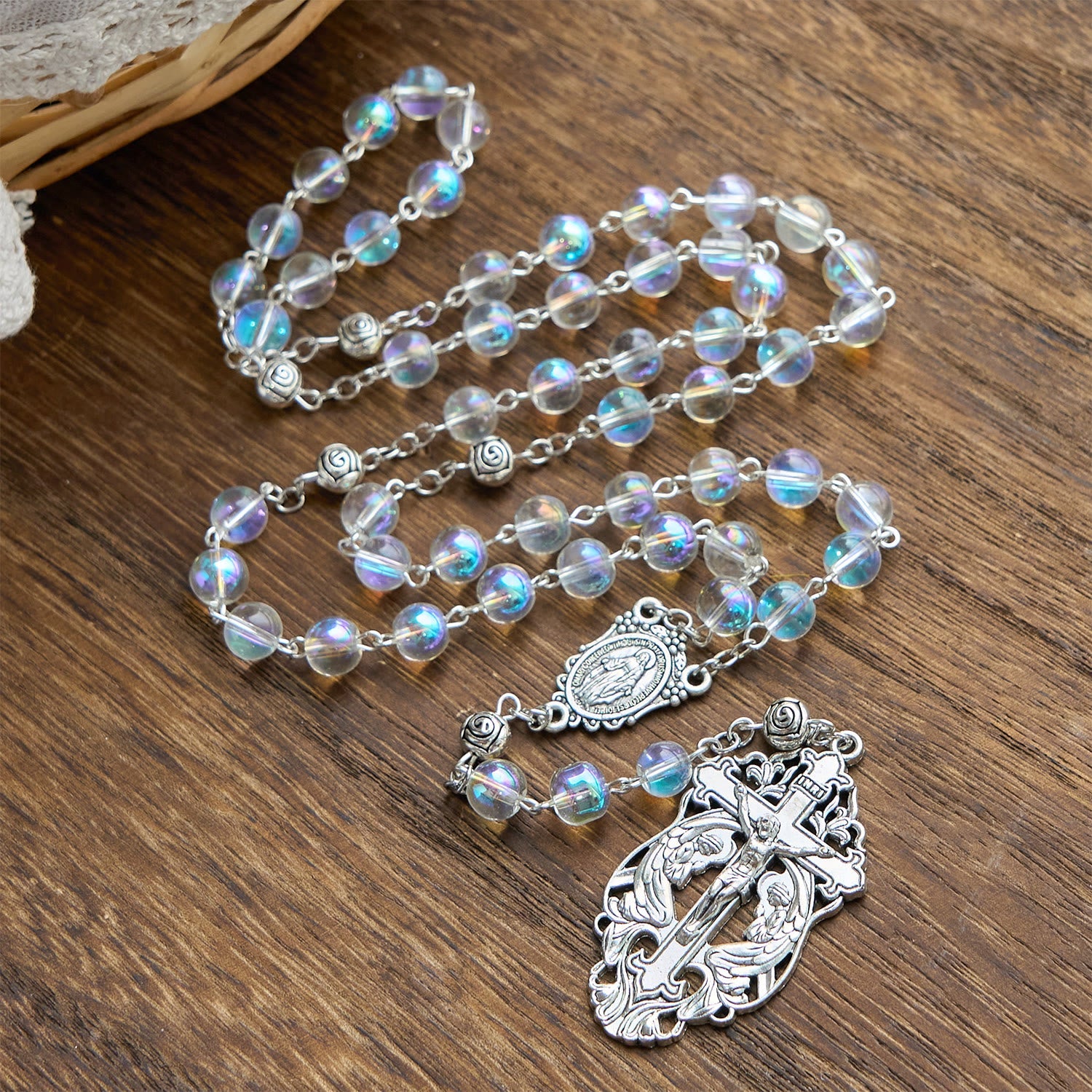 christiandiscipleshop Handmade Multicolored Refraction Glass Bead Rosary: Connecting with Faith