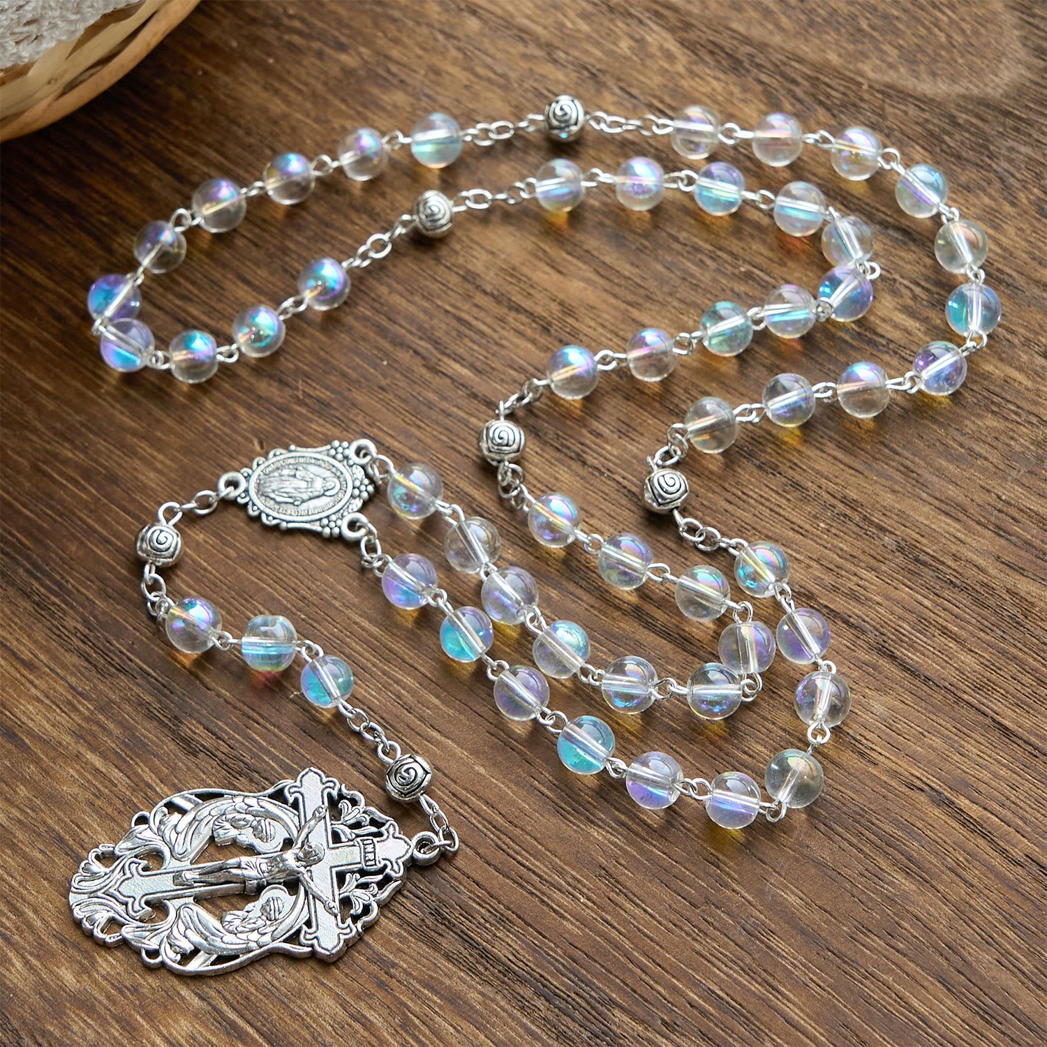 christiandiscipleshop Handmade Multicolored Refraction Glass Bead Rosary: Connecting with Faith